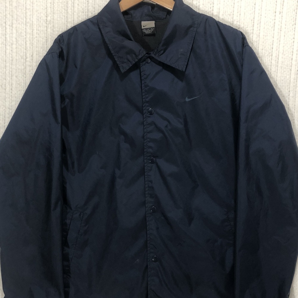 Nike Mens Navy Blue Snap Front Coaches Jacket Windbreaker Size Medium